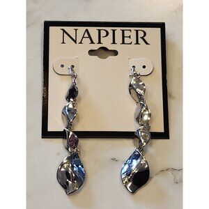 Napier Silver-Tone Sculptural Drop Earrings For Women